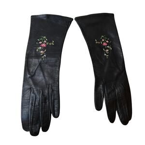 Vintage JOUVIN Leather Opera Gloves – 1940s–50s – Hand Embroidered – Unworn